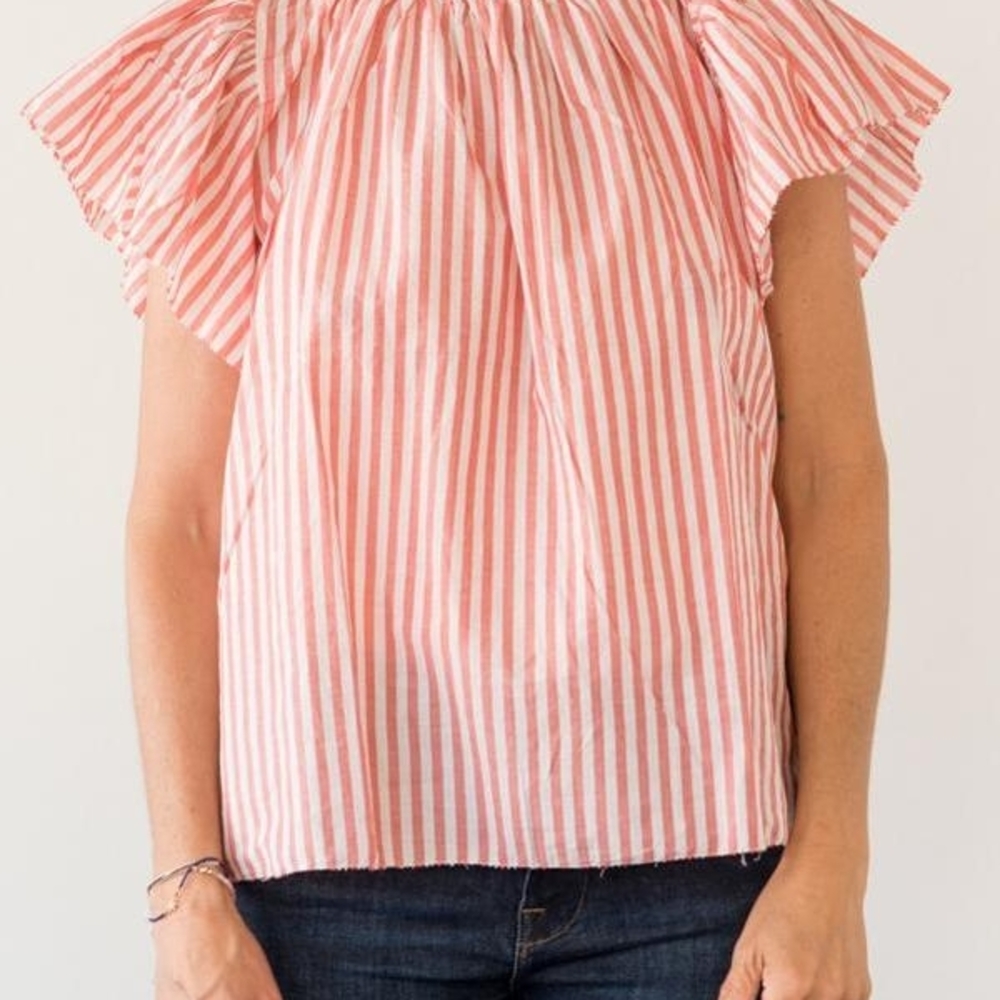 Trovata Pink and White Striped Blouse